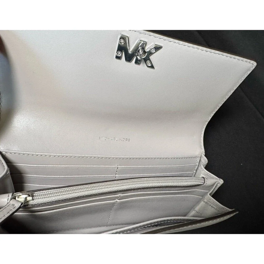 Michael Michael Kors Mott Large Carryall Smooth Leather Wallet Pearl Grey
